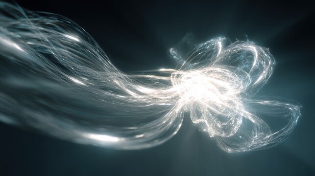 Luminous abstract depiction of dynamic energy currents flowing and swirling in a dark, cosmic space