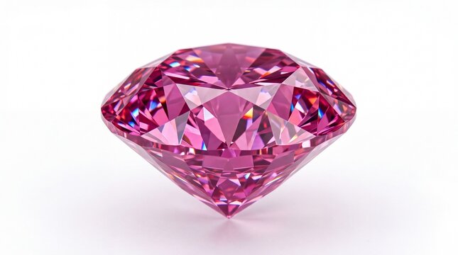 Shiny pink diamond gemstone with brilliant facets