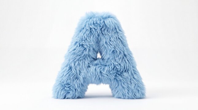Letter a made of fluffy blue pom poms