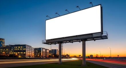 Obraz premium Blank Billboard Mockup for Outdoor Advertising, Empty Signboard with Copy Space for Marketing Campaign, Urban Street Advertising Display Concept