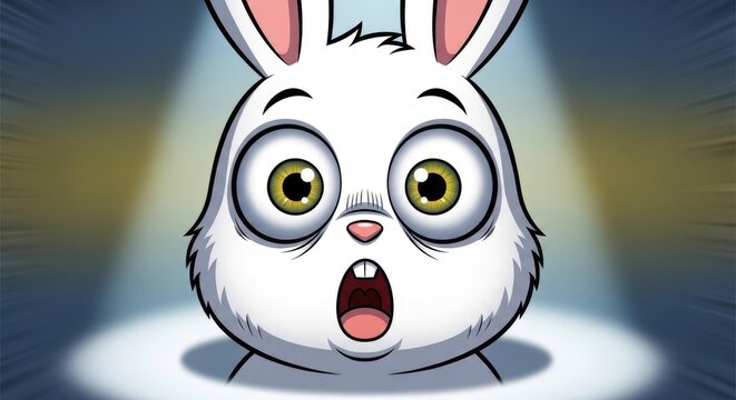 Startled Rabbit in Spotlight - A Surprised Expression.