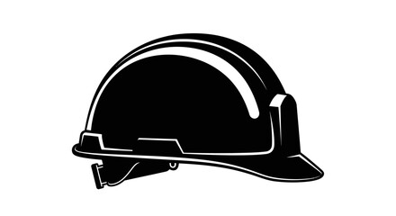 Fototapeta premium Black and white illustration of construction safety helmet on white background