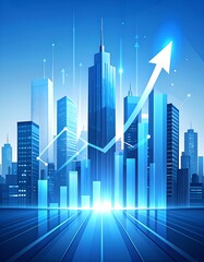 Fototapeta premium Business Growth Concept with Cityscape and Graph.