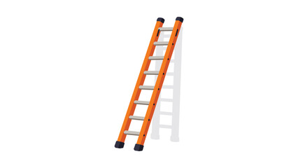 Orange Extension Ladder Vector Icon with Editable Stroke. Modern flat illustration of a long leaning ladder for construction, home improvement, and maintenance work on a white background. © MAHBUB