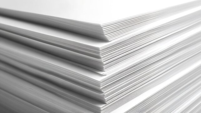 Stack of white paper sheets for printing and stationery.