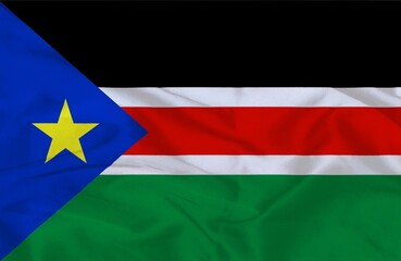 Obraz premium South Sudan National Flag Waving Fabric Background