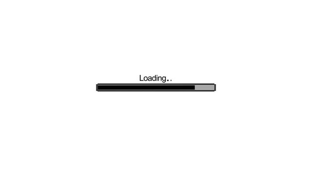 Loading process line. black progress loading bar on black background.4k video