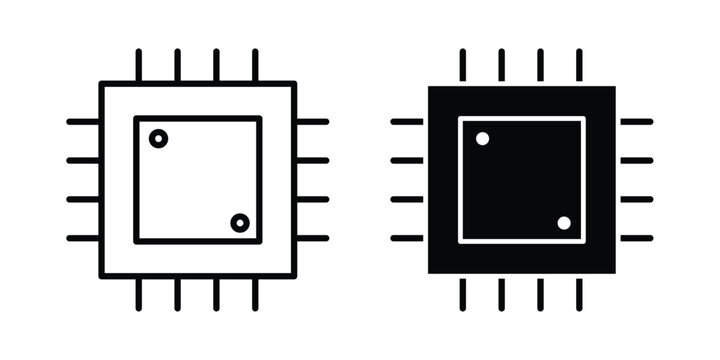 Microprocessor icon design project. Editable clipart and line icons