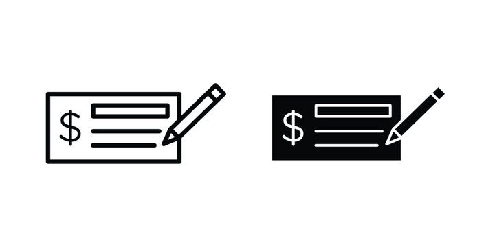 Money check icon design project. Editable clipart and line icons