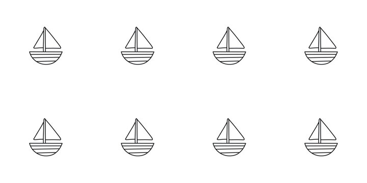 seamless boat doodle illustration white background nautical pattern