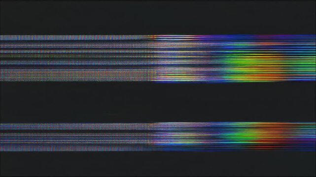 Distorted Glitch Effect with Rainbow Colors and Data Corruption - 4K Cinematic Footage