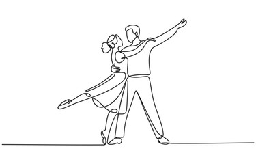 Fototapeta premium Dynamic line art illustration of a couple performing a ballroom dance with figure skating performance art ballroom movement illustration graceful performance elegance romantic together