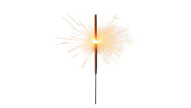 Sparkler lights up the night at a summer celebration with friends and family enjoying the moment isolated on transparent background cut out