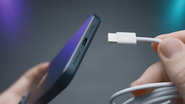 Close Up Type C Charging Cable Connector for Smartphone Power Supply