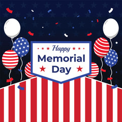 Obraz premium memorial day banner with patriotic balloons and stars high quality professional