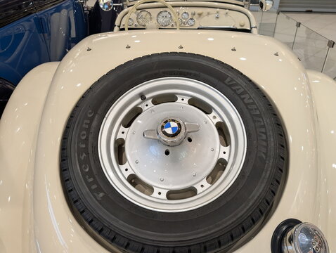 Vintage BMW Roadster Spare Wheel Detail