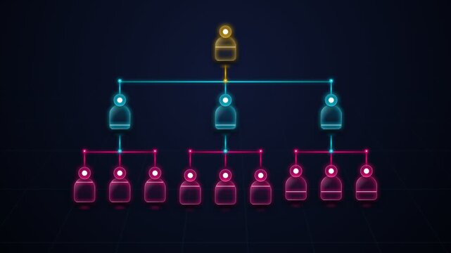 Neon Organization Chart Hierarchy Structure Network Animation
