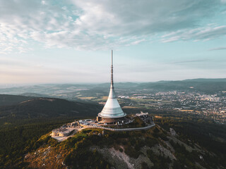 Jested Mountain Hotel, nestled in Liberec, showcases modern architecture against a picturesque...