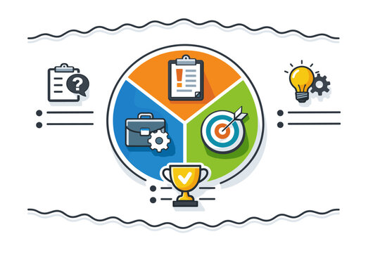 CAR Interview Technique Infographic Model for Job Interviews and Business Presentations featuring Challenge Action Result Icons with Briefcase Target Clipboard Trophy and Lightbulb.