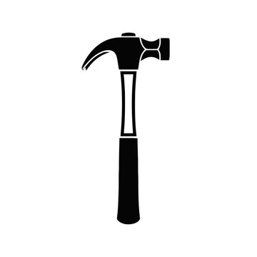 Black hammer tool for driving nails.