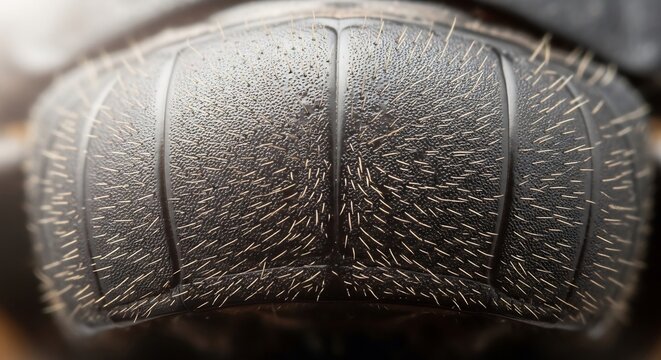 Extreme Macro Close-up of an Insects Hairy Abdomen Segmented Texture.