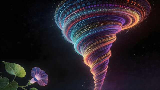 Colorful spiral vortex with flower