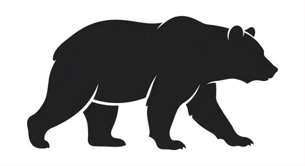 Fototapeta premium Walking Bear Silhouette – Strong Wild Animal Minimal Black Vector
