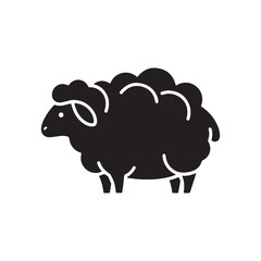Obraz premium Sheep icon illustration on white and black background. 