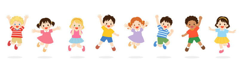 Fototapeta premium 元気にジャンプする世界の子どもたち_2