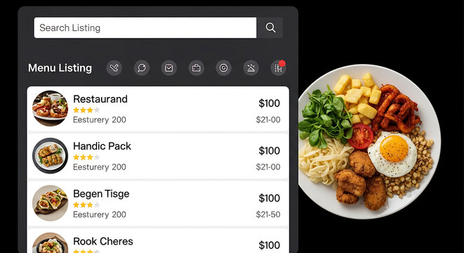 Restaurant Menu Layout with Dishes in a Modern Digital Environment