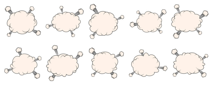 Abstract Cloud Comic Effect Specch Bubble Set