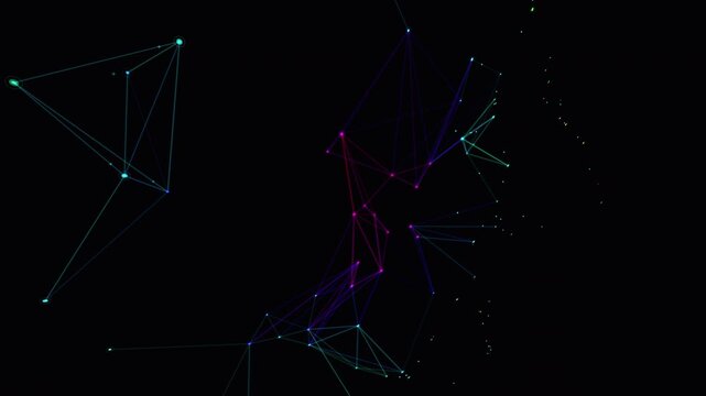 perfectly seamless loop of glowing laser data nodes fusing in a macro void. Ideal for VJ loops, scientific documentaries, UI backgrounds, and medical presentations.