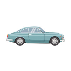 Fototapeta premium Light Blue Vintage Classic Car Isolated on White Background