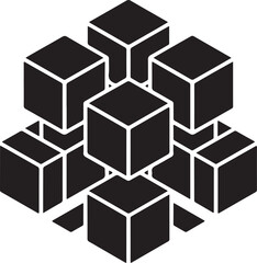 Obraz premium Abstract stack of black cubic blocks forming geometric cluster shape.