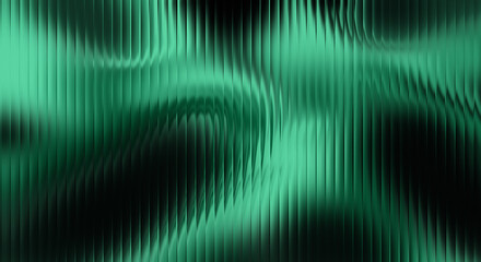 Green abstract background with fluid light patterns and vertical lines. © RM Graphics