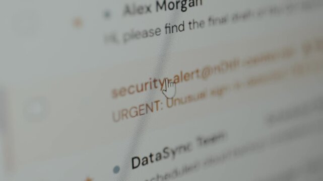 User click on an email as an Urgent message from security alert, phishing scam detected. Ethical hacking concept