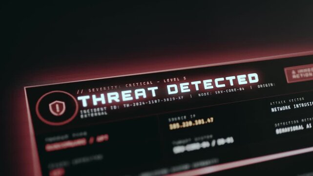Alert notification of a Threat Detected level 5 Critical