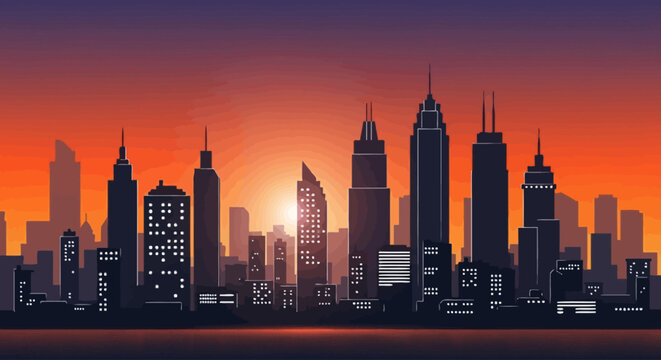 london skyline at sunset
