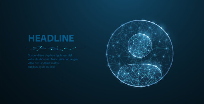 Account icon. Abstract web user persion logo on circle isolated on blue. Vector illustration. Business avatar, register new member, web admin account, social network, login concept