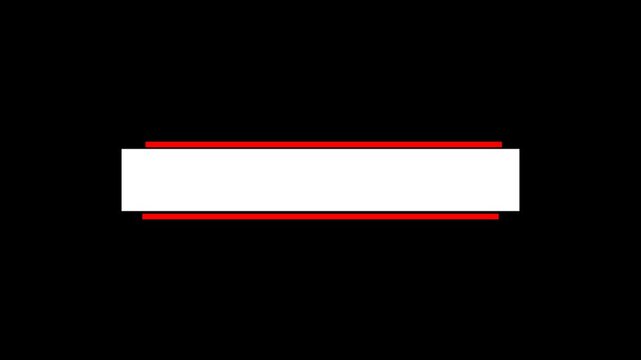 Minimal lower third title bar with clean modern design and red accent lines, ideal for names, captions, and broadcast overlays in video production alpha channel