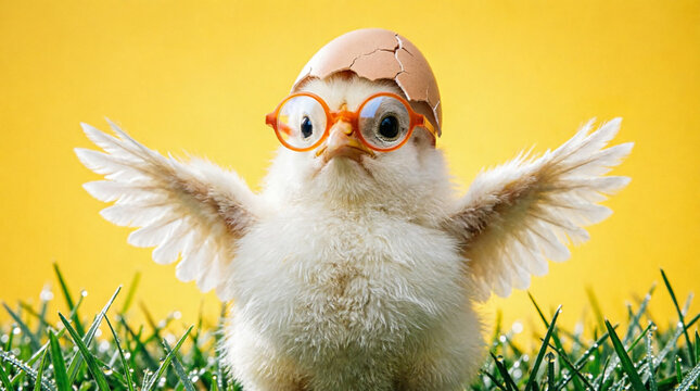 Playful Easter chick brings joy with spring charm and festive celebration.