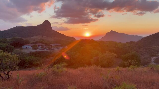 Golden sunset at Nanya Bhaireshwara glows over rugged trails, while Ethina Bhuja Peak rises proudly in stunning 4K, wrapped in mist, silence, and mountain magic.