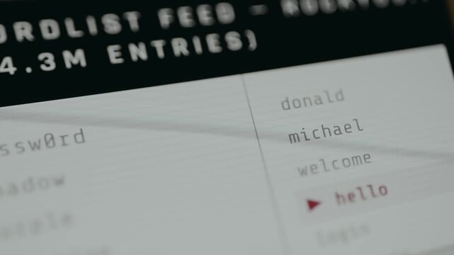 Live scrolling wordlist feed in 3 columns for password cracking