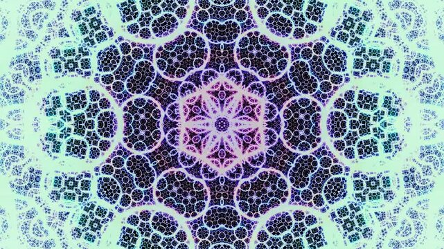 Intricate cyan and blue fractal mandala with detailed organic structure a complex in and deep tones showcasing an intricate organic symmetrical lace-like