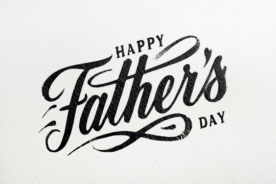 Text Happy Father's Day, retro typography, black vintage lettering, antique sign written in black on texture paper or canvas background
