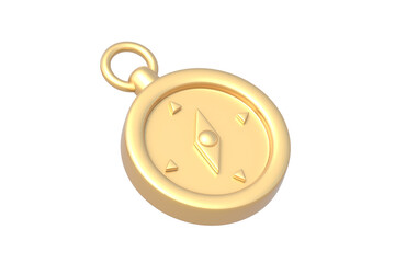 Golden compass isolated on white background. Navigation equipment. Travel tool. 3d render © OlekStock