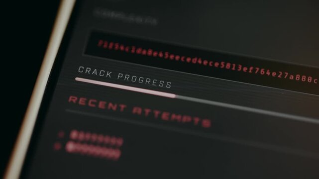 Password crack progress status with a progress bar