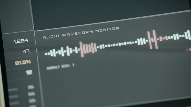 Audio waveform monitor shows Anomaly Detected 3 abnormal audio segments, AI deepfake detection tool