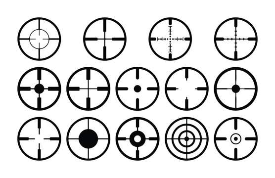 Precision Aiming Reticles, Crosshairs, and Target Scopes Collection: Diverse Optics for Hunting, Gaming, and Military Applications