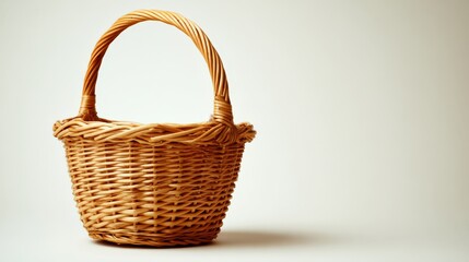 Obraz premium Natural wicker basket isolated on plain background for home decor or storage solutions